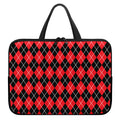 Black And Red Argyle Pattern Print Laptop Sleeve With Handle
