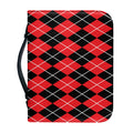 Black And Red Argyle Pattern Print Leather Bible Cover