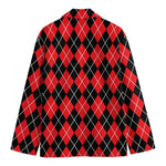 Black And Red Argyle Pattern Print Men's Blazer