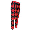 Black And Red Argyle Pattern Print Men's Compression Pants