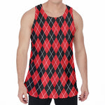 Black And Red Argyle Pattern Print Men's Velvet Tank Top