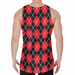 Black And Red Argyle Pattern Print Men's Velvet Tank Top