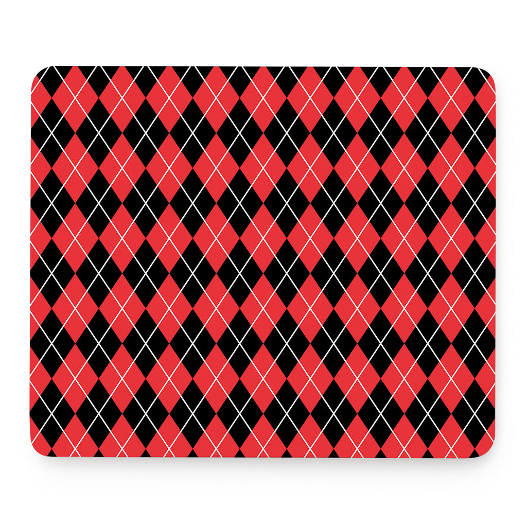 Black And Red Argyle Pattern Print Mouse Pad
