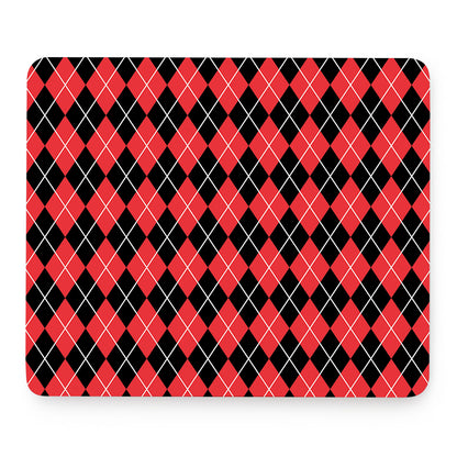 Black And Red Argyle Pattern Print Mouse Pad
