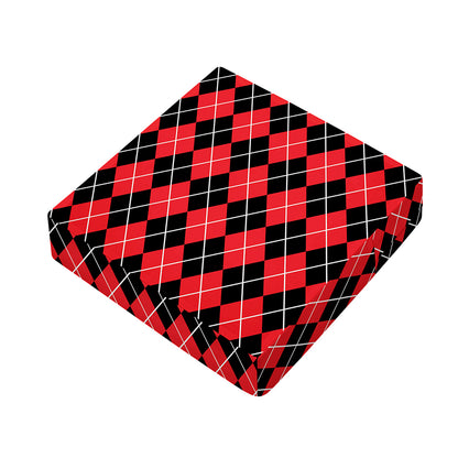 Black And Red Argyle Pattern Print Outdoor Seat Cushion Cover