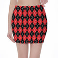 Black And Red Argyle Pattern Print Pencil Mini Skirt