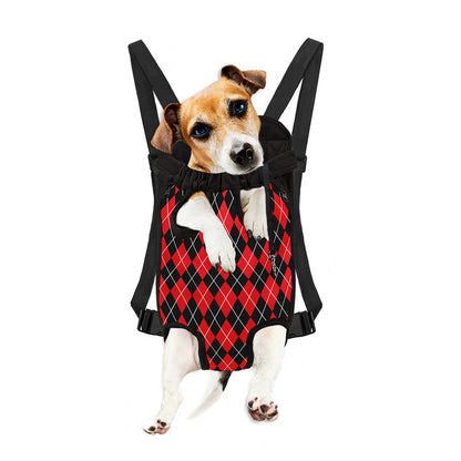 Black And Red Argyle Pattern Print Pet Carrier Backpack