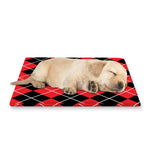 Black And Red Argyle Pattern Print Pet Cooling Mat Cover