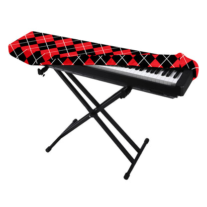Black And Red Argyle Pattern Print Piano Keyboard Cover