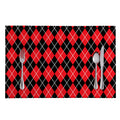 Black And Red Argyle Pattern Print Placemat