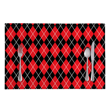 Black And Red Argyle Pattern Print Placemat