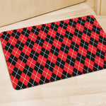 Black And Red Argyle Pattern Print Polyester Doormat