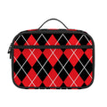 Black And Red Argyle Pattern Print Portable Lunch Bag