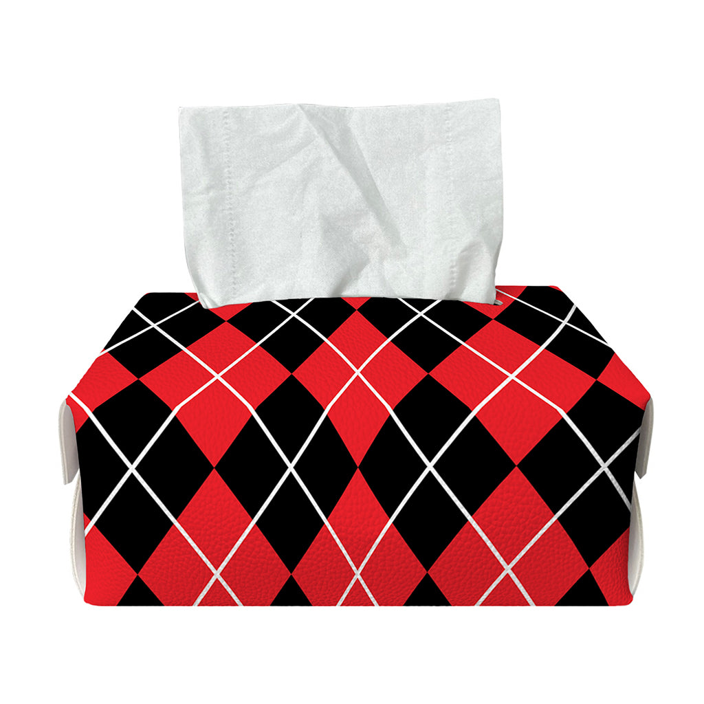 Black And Red Argyle Pattern Print Rectangle Tissue Box Cover