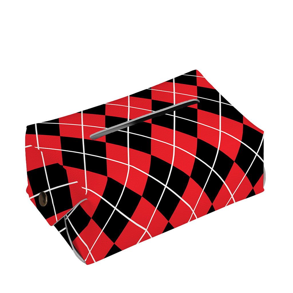 Black And Red Argyle Pattern Print Rectangle Tissue Box Cover