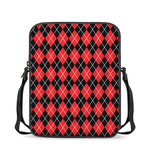 Black And Red Argyle Pattern Print Rectangular Crossbody Bag
