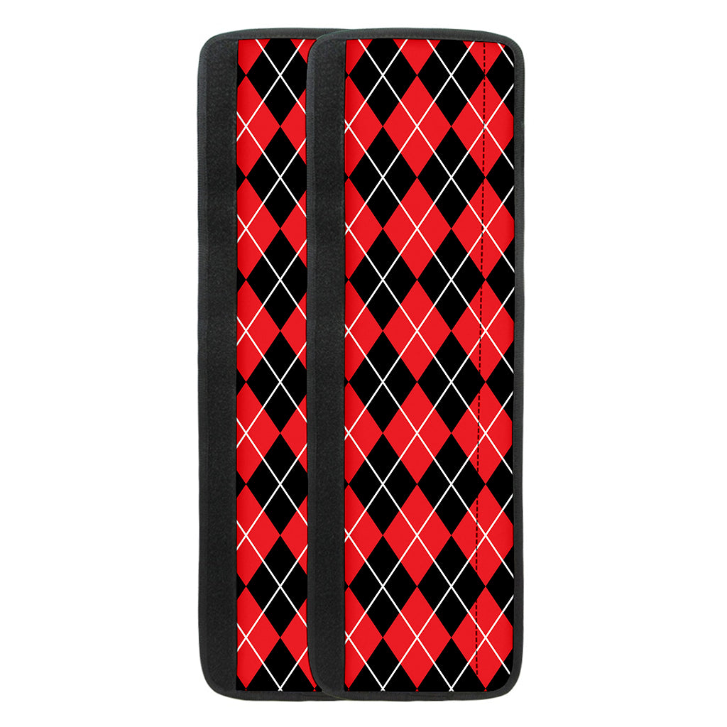 Black And Red Argyle Pattern Print Refrigerator Handle Covers