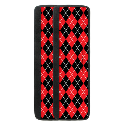 Black And Red Argyle Pattern Print Refrigerator Handle Covers