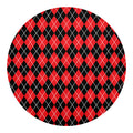 Black And Red Argyle Pattern Print Round Blanket