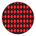 Black And Red Argyle Pattern Print Round Floor Mat