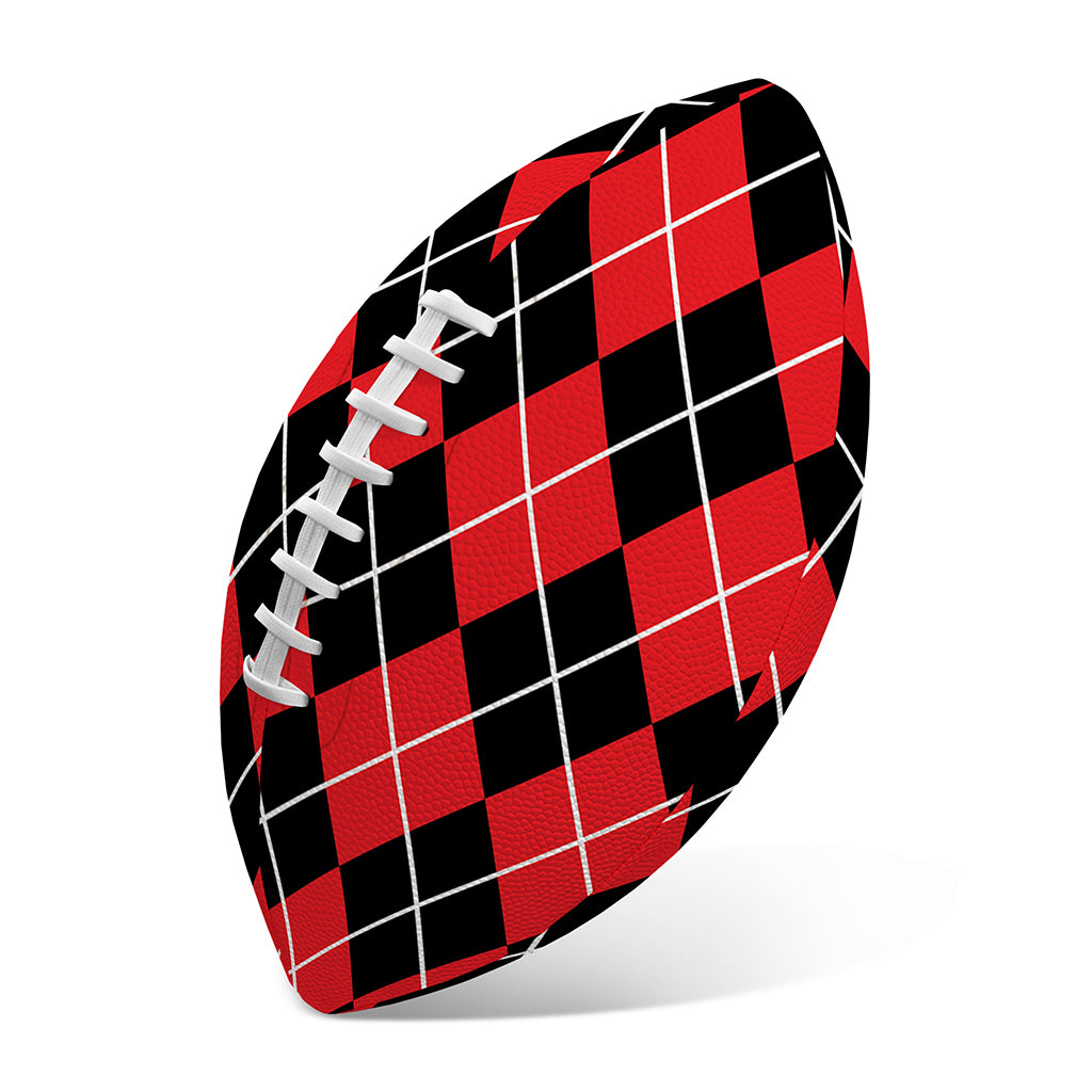 Black And Red Argyle Pattern Print Rugby Ball