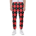 Black And Red Argyle Pattern Print Joggers