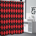 Black And Red Argyle Pattern Print Shower Curtain