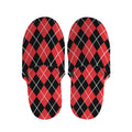 Black And Red Argyle Pattern Print Slippers