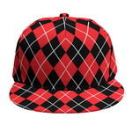 Black And Red Argyle Pattern Print Snapback Cap