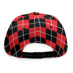 Black And Red Argyle Pattern Print Snapback Cap