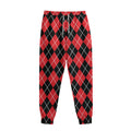 Black And Red Argyle Pattern Print Sweatpants