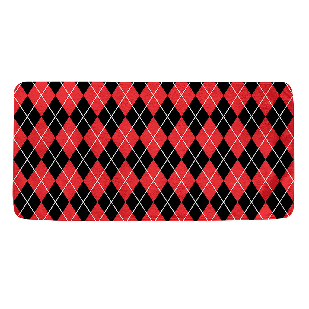 Black And Red Argyle Pattern Print Towel