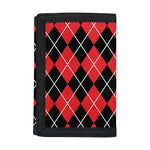 Black And Red Argyle Pattern Print Trifold Wallet