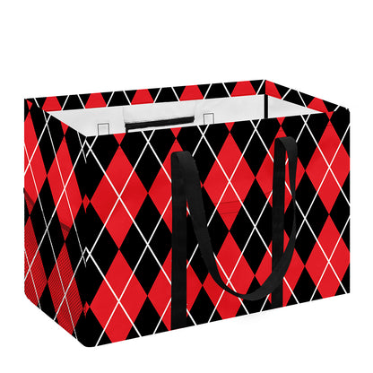 Black And Red Argyle Pattern Print Utility Tote Bag