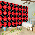 Black And Red Argyle Pattern Print Wall Sticker