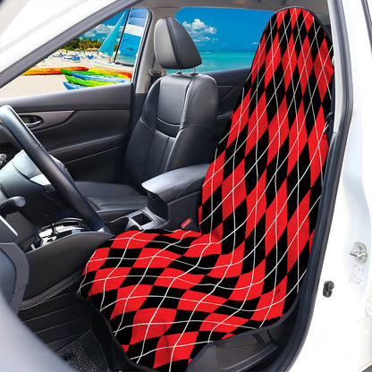 Black And Red Argyle Pattern Print Waterproof Car Seat Cover