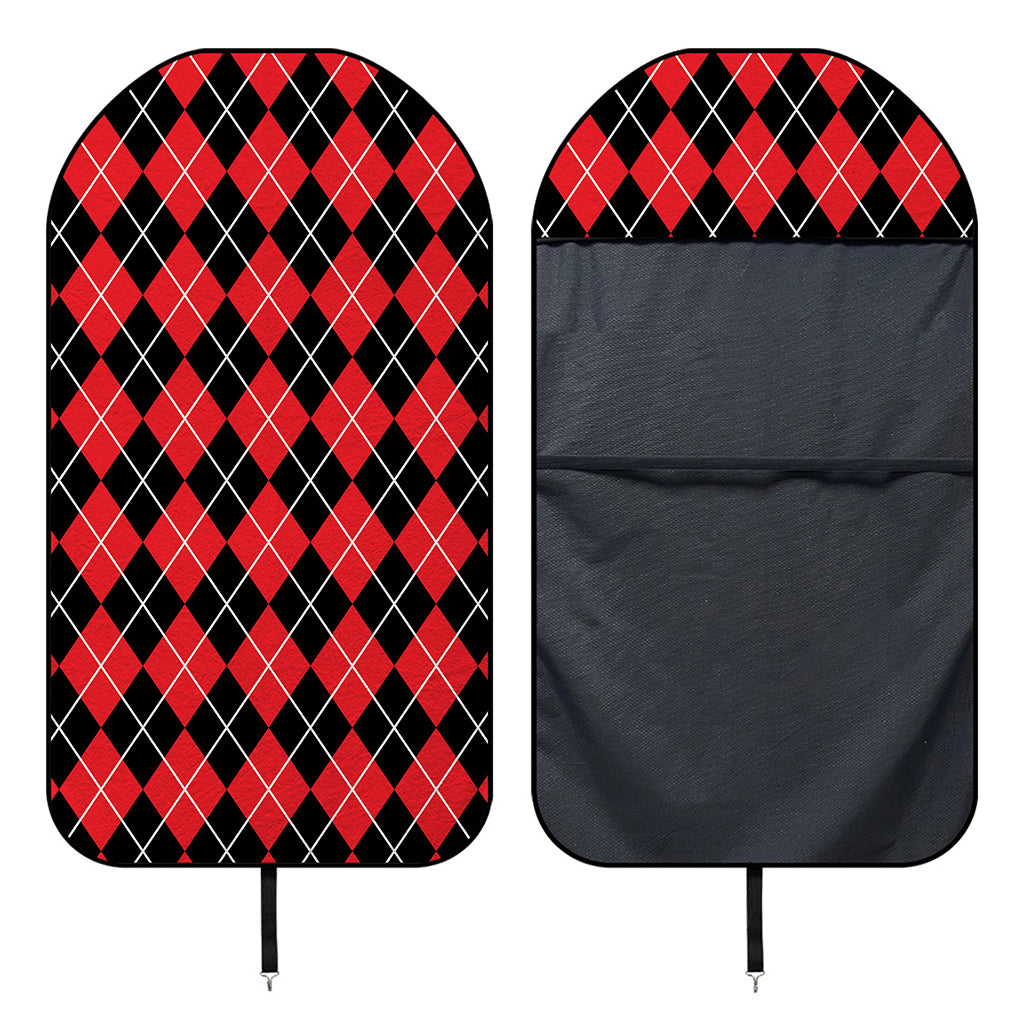 Black And Red Argyle Pattern Print Waterproof Car Seat Cover