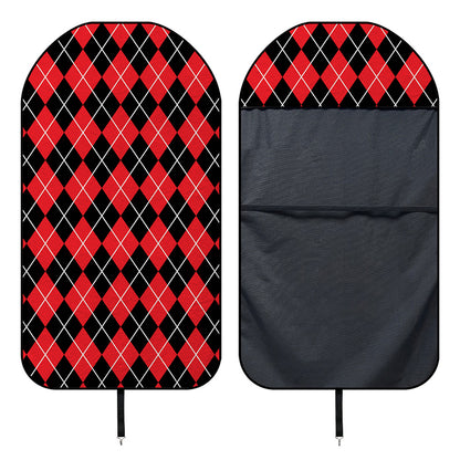 Black And Red Argyle Pattern Print Waterproof Car Seat Cover