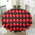 Black And Red Argyle Pattern Print Waterproof Round Tablecloth