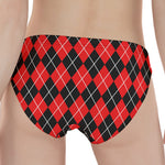 Black And Red Argyle Pattern Print Women's Panties