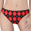 Black And Red Argyle Pattern Print Women's Thong