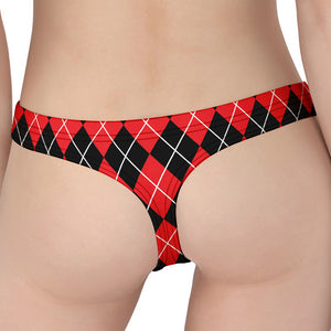 Black And Red Argyle Pattern Print Women's Thong