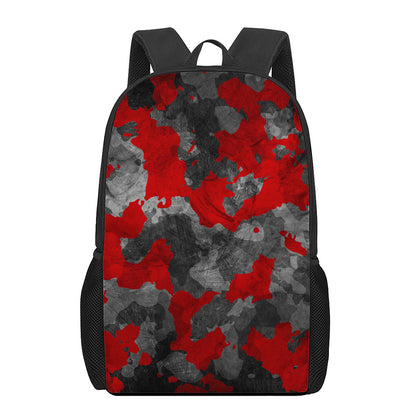 Black And Red Camouflage Print 17 Inch Backpack