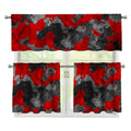 Black And Red Camouflage Print 3 Piece Kitchen Curtains