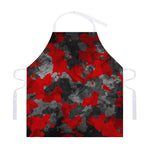 Black And Red Camouflage Print Adjustable Apron