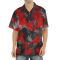 Black And Red Camouflage Print Aloha Shirt