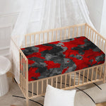 Black And Red Camouflage Print Baby Crib Sheet