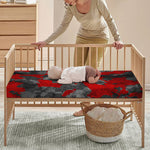 Black And Red Camouflage Print Baby Crib Sheet