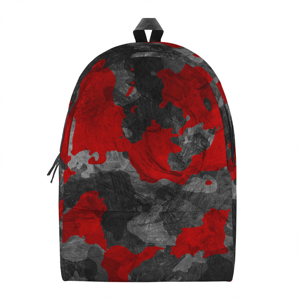 Black And Red Camouflage Print Backpack
