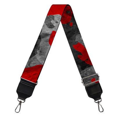 Black And Red Camouflage Print Bag Strap
